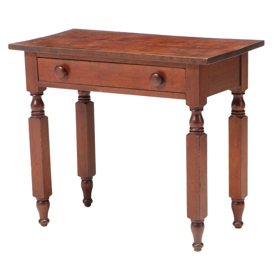 American Primitive Walnut Side Table, 19th Century