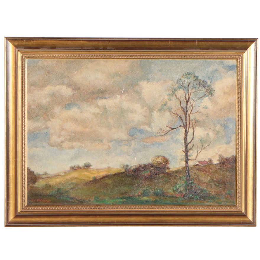 Ernest C. Ropkey Landscape Oil Painting, 1935