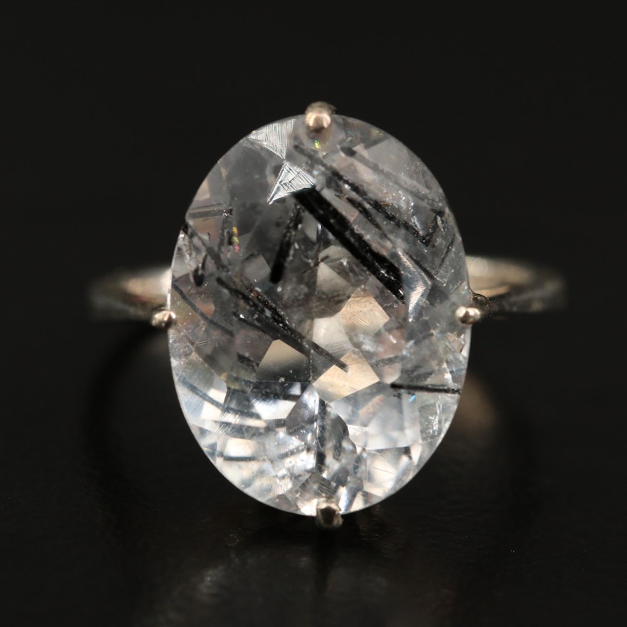 Sterling Silver Tourmalinated Quartz Ring