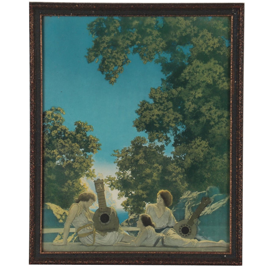 Offset Lithograph After Maxfield Parrish "The Lute Players"