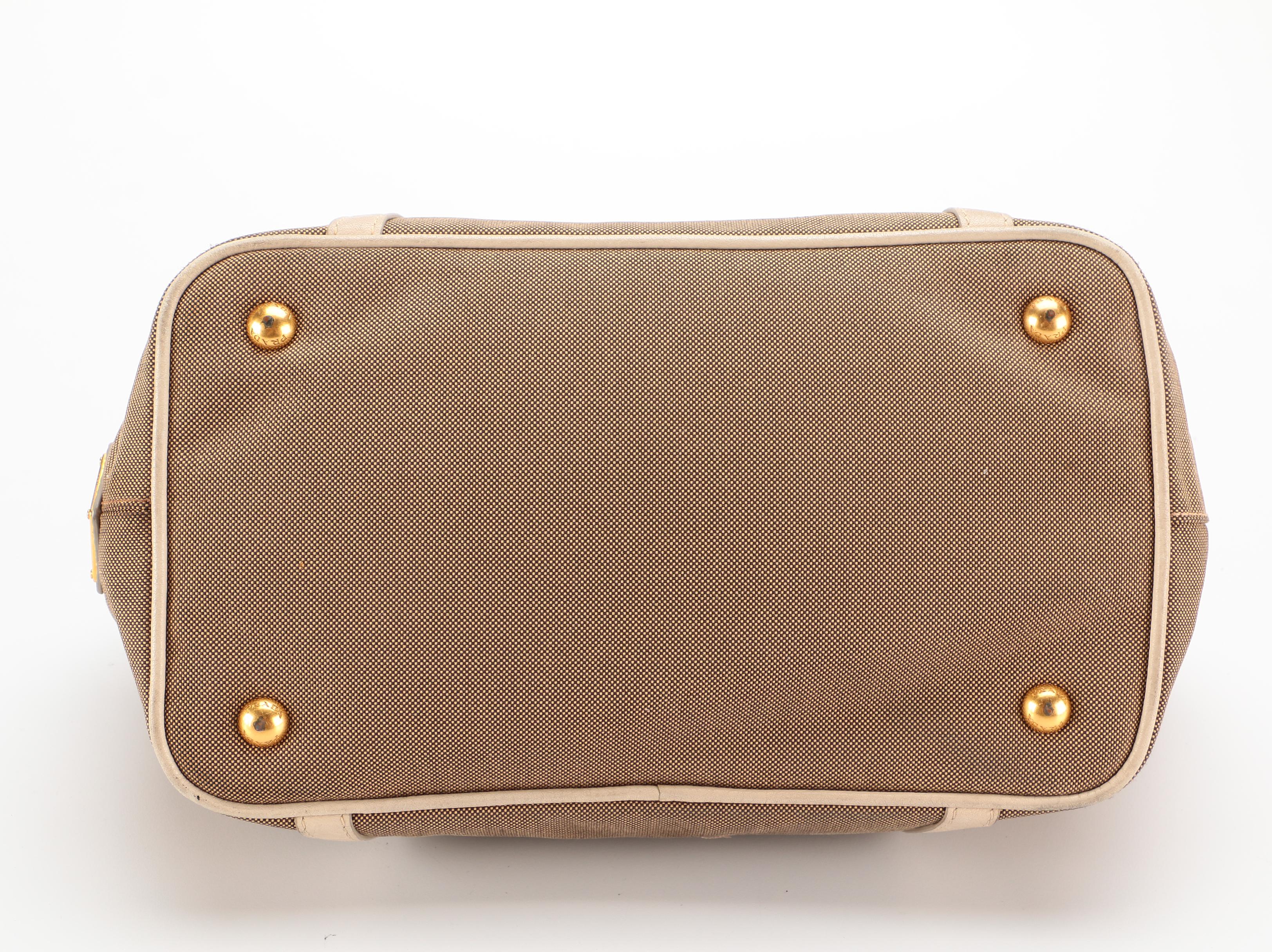 Prada Canapa Canvas and Leather Tote