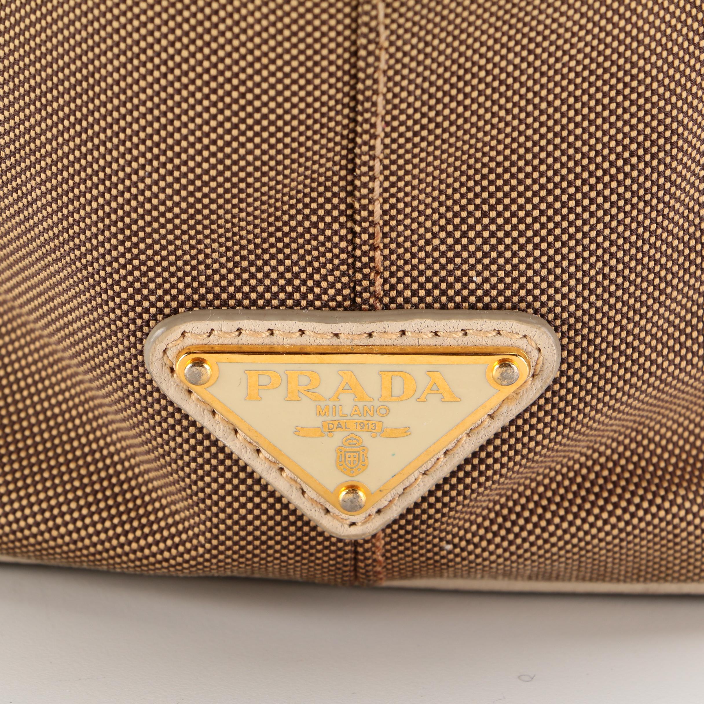 Prada Canapa Canvas and Leather Tote