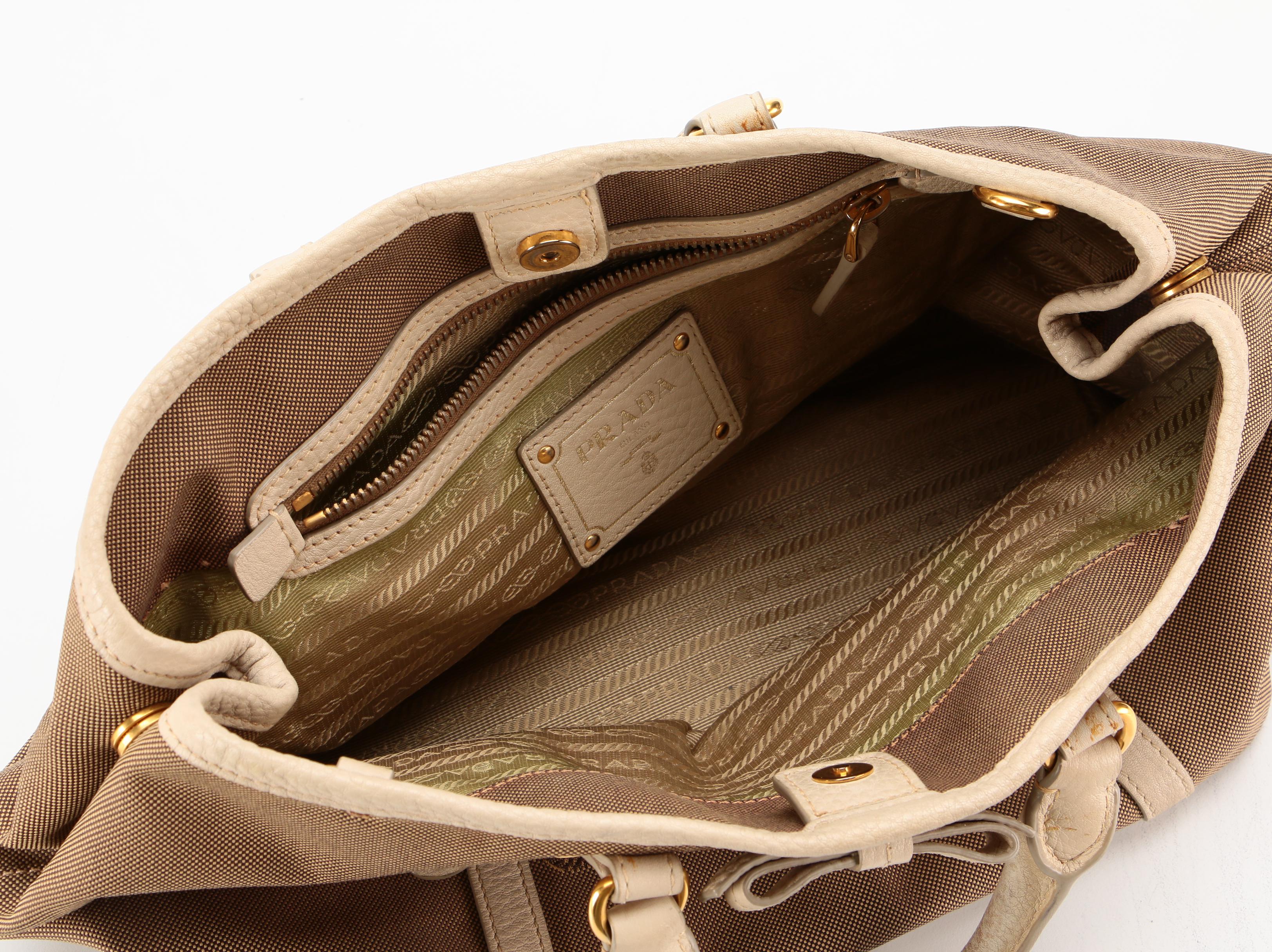 Prada Canapa Canvas and Leather Tote