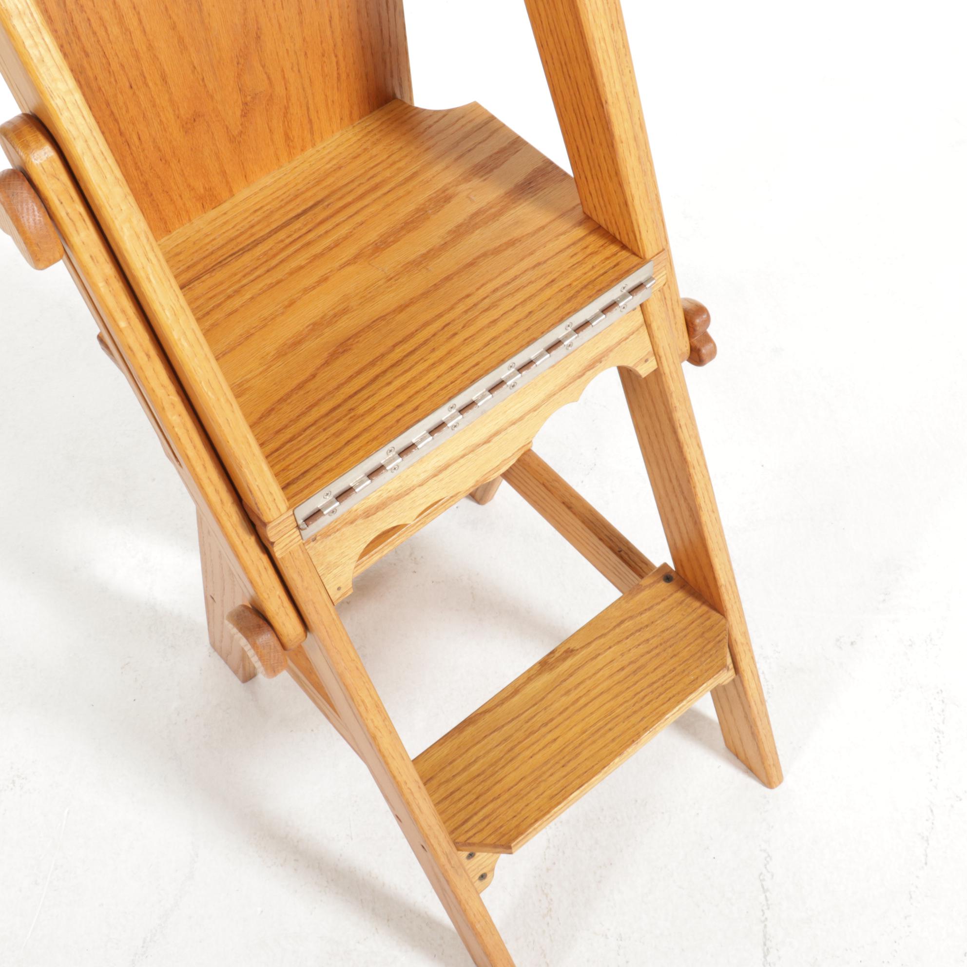 Convertible Oak Chair, Ironing Board and Step Stool, Late 20th Century