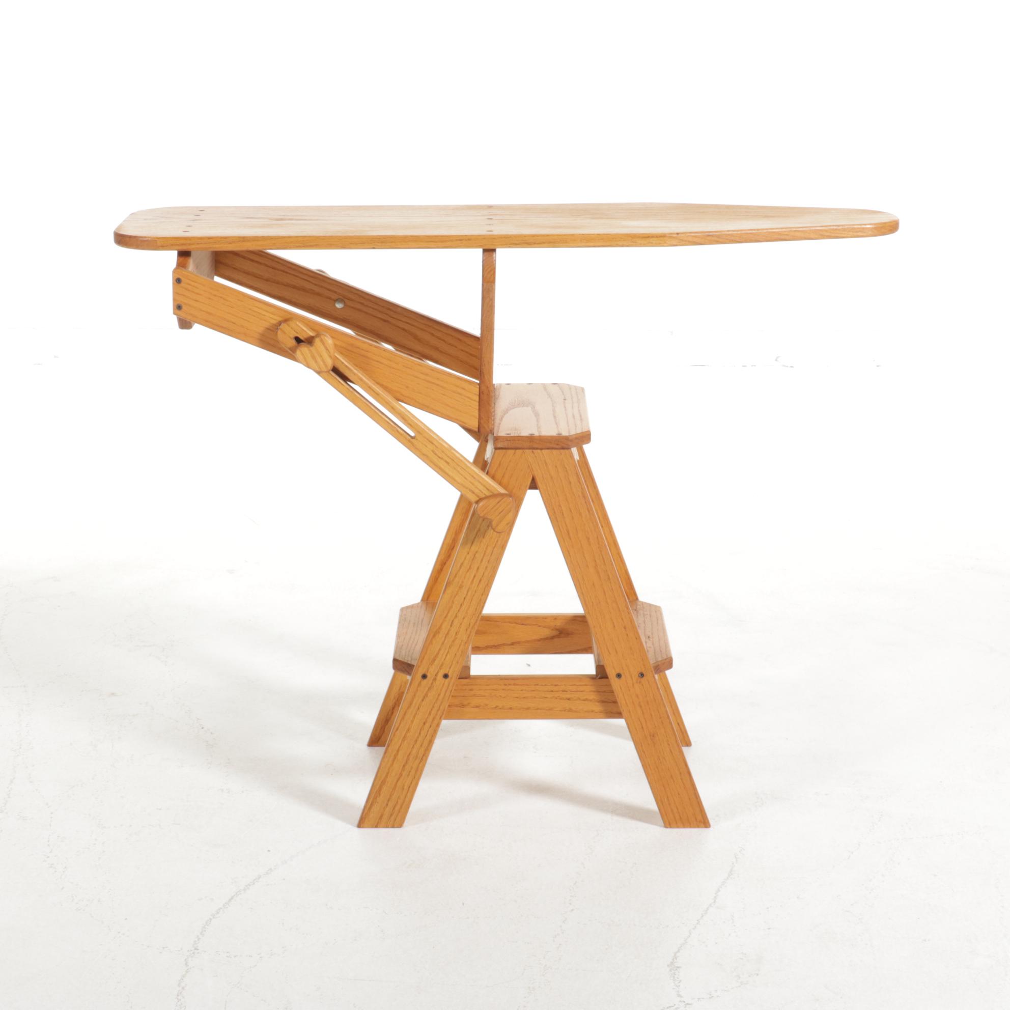 Convertible Oak Chair, Ironing Board and Step Stool, Late 20th Century