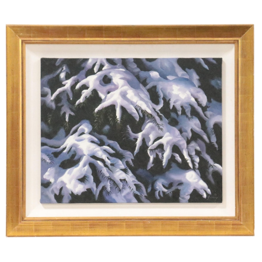 Michael Gerry Oil Painting of Snow-Covered Trees