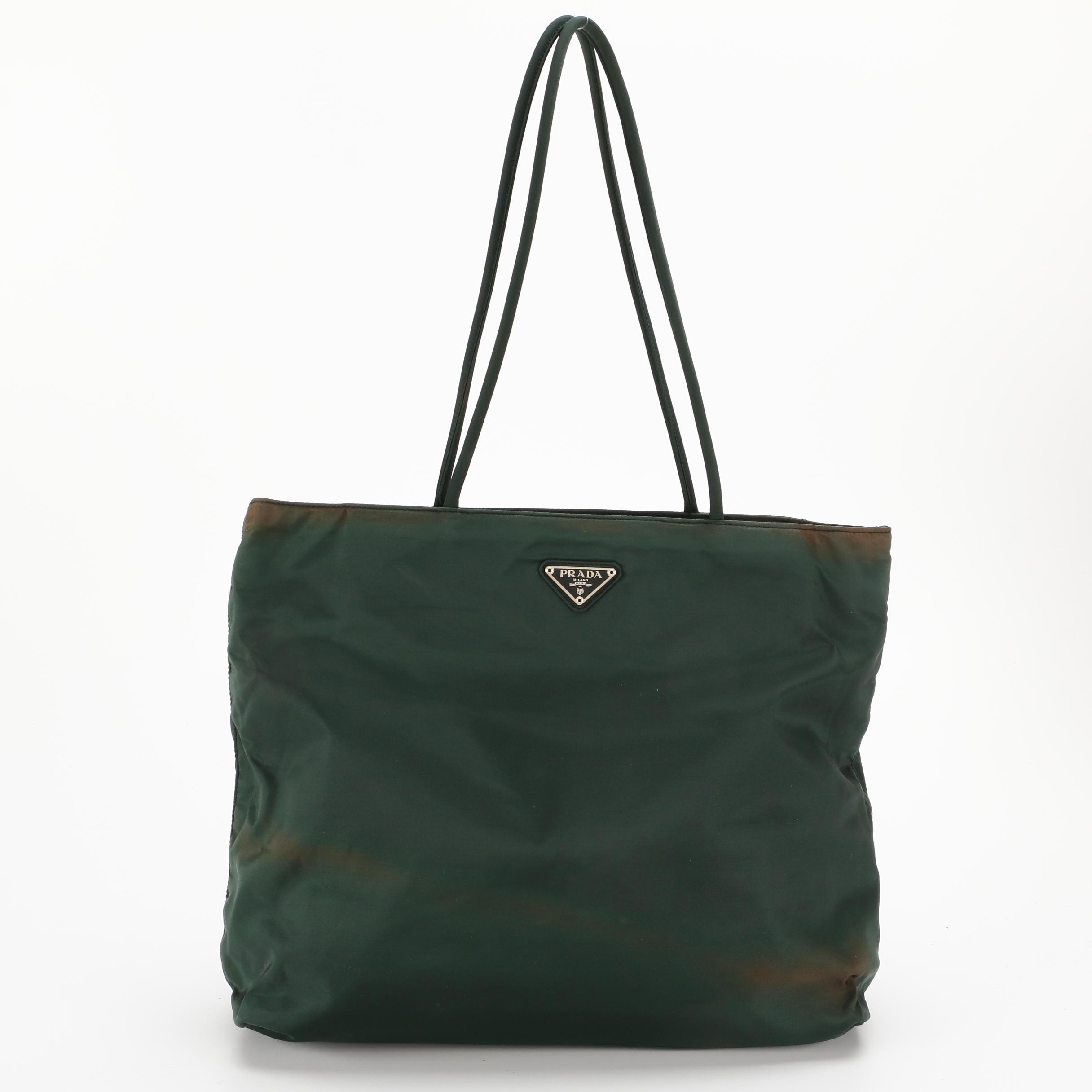 Prada Tessuto Tote in Dark Green Nylon