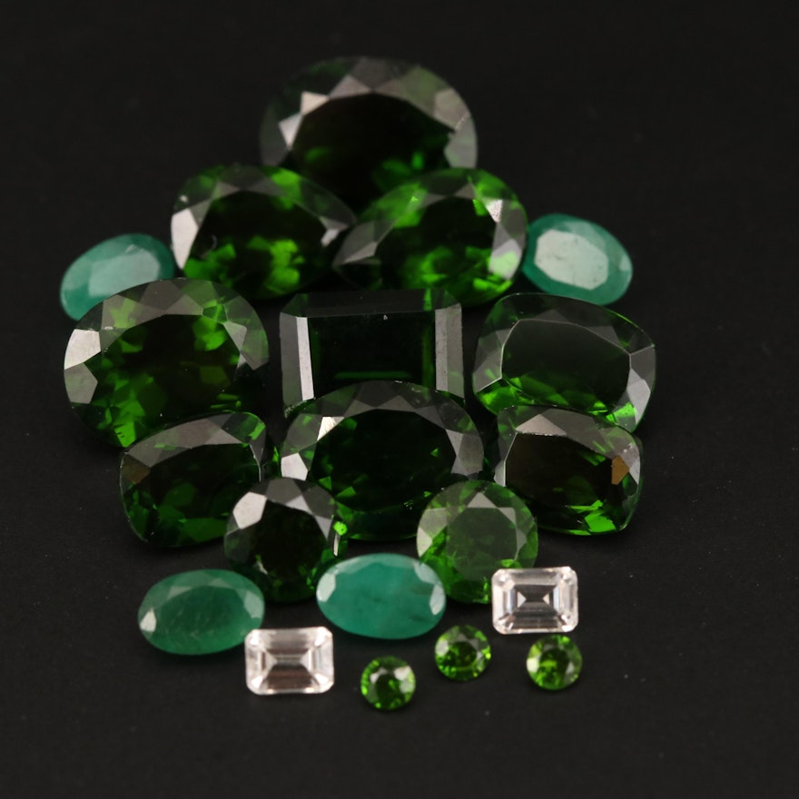 Loose 24.58 CTW Mixed Faceted Emerald, Diopside and Zircon