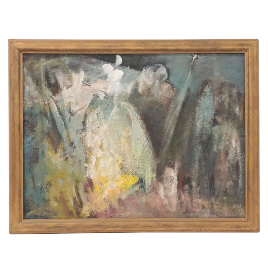 Ella Stewart-Clayburn Abstract Oil Painting, Mid-20th Century