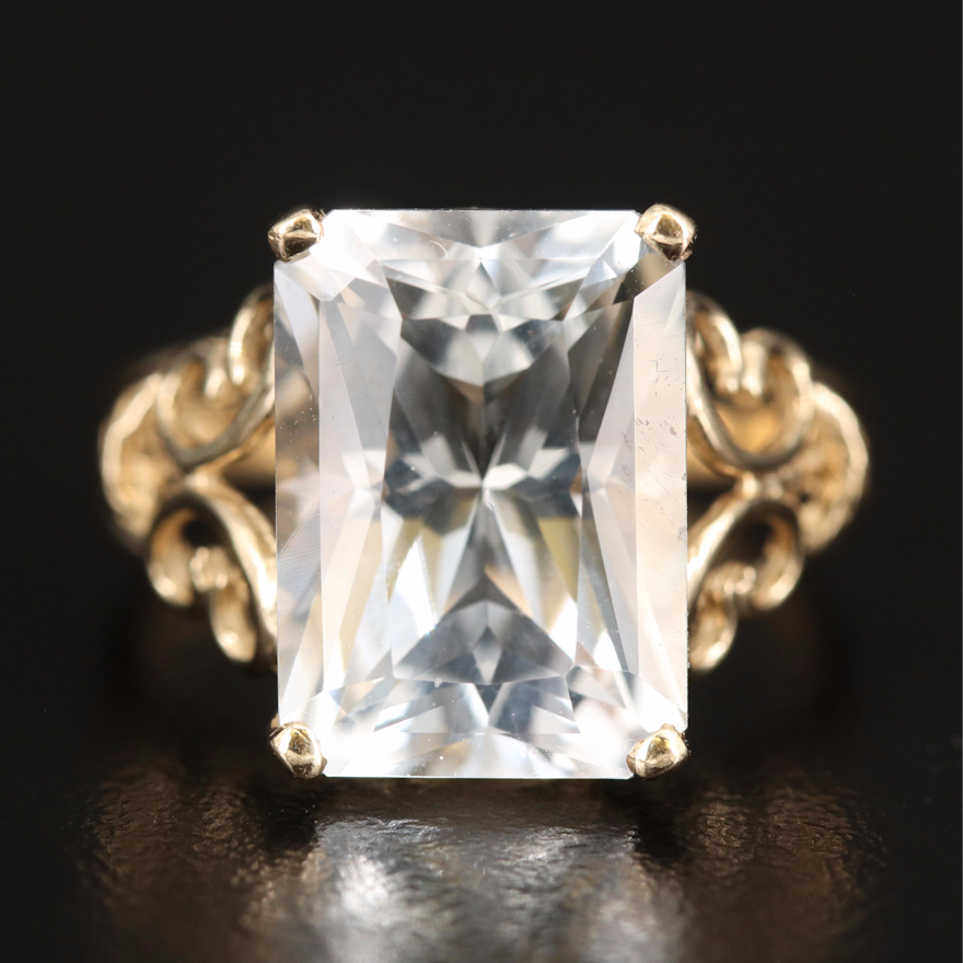 14K White Topaz Solitaire Ring