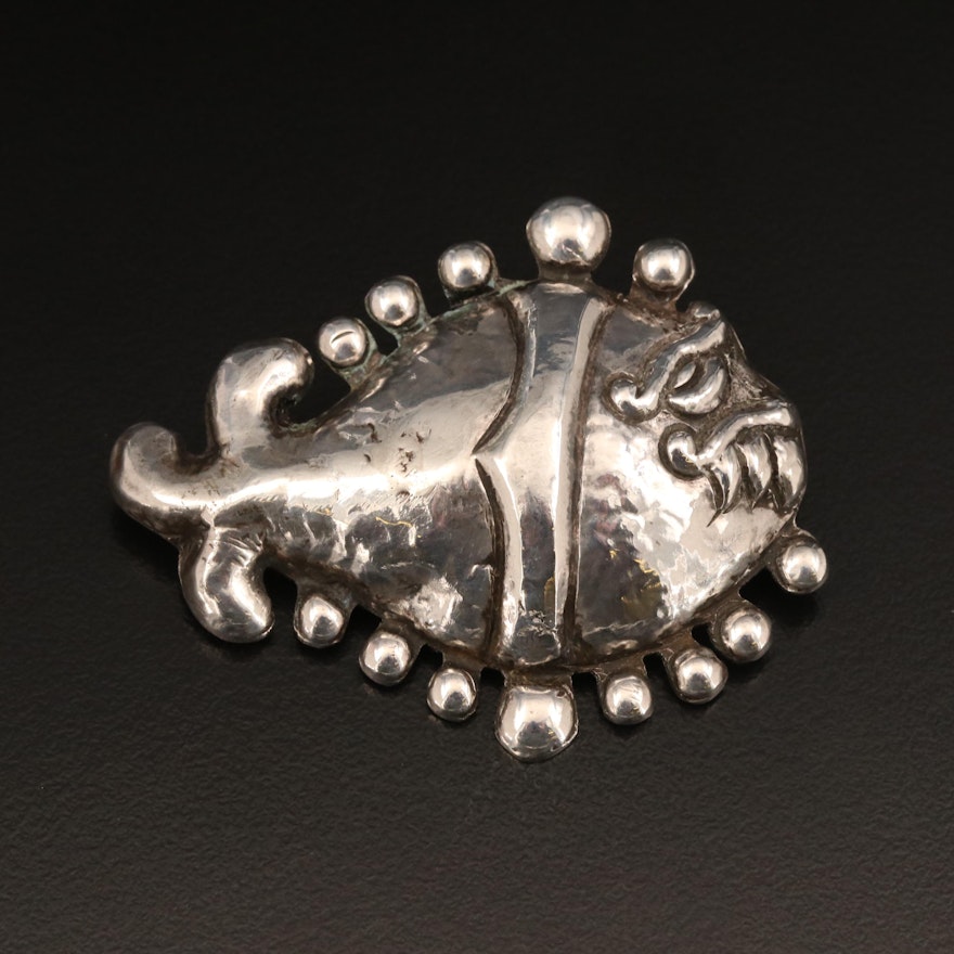 Signed Gomez Mexican Sterling Silver Fish Brooch