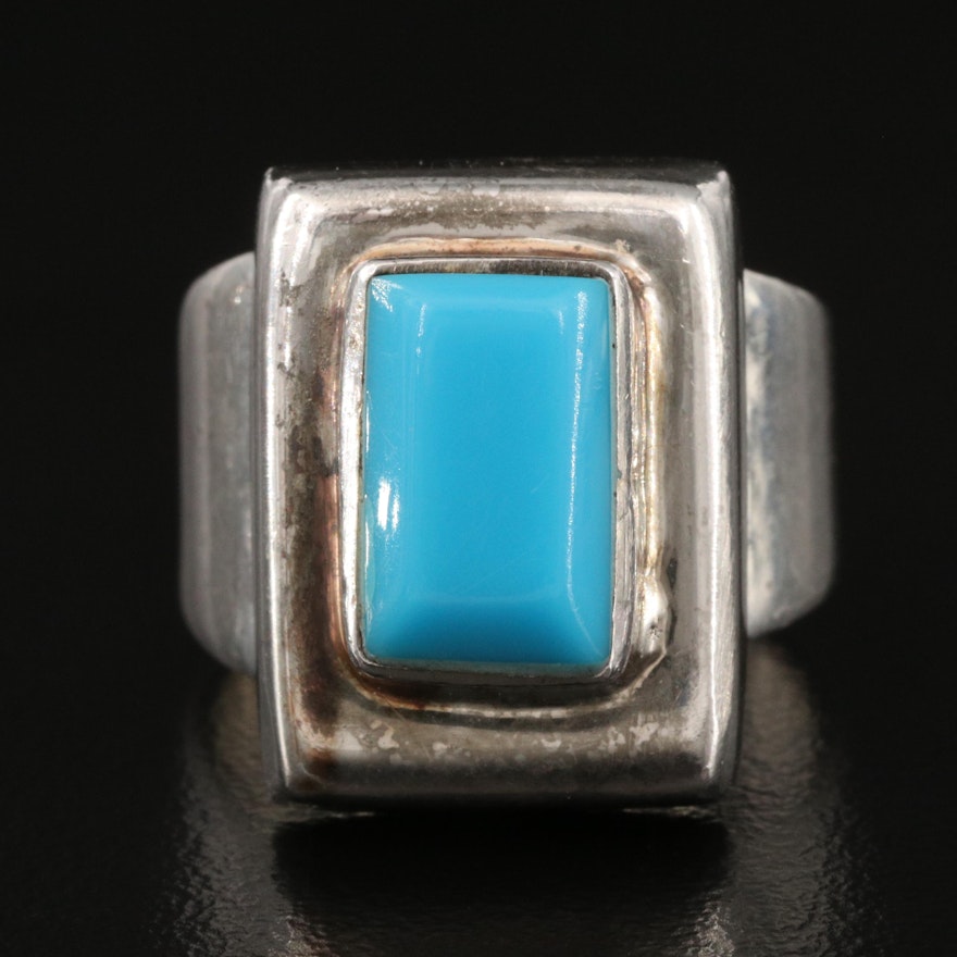 Mexican Sterling Silver Faux Turquoise Ring