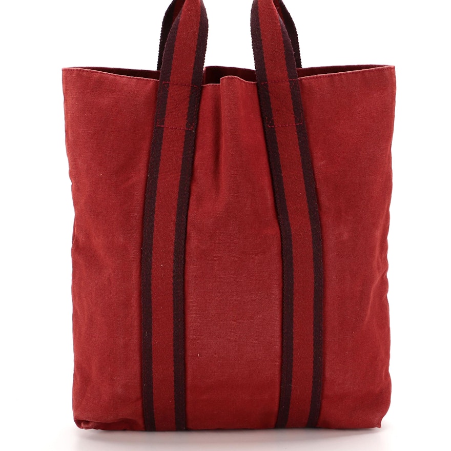 Hermès Fourre Tout Cabas Bag in Red and Burgundy Canvas