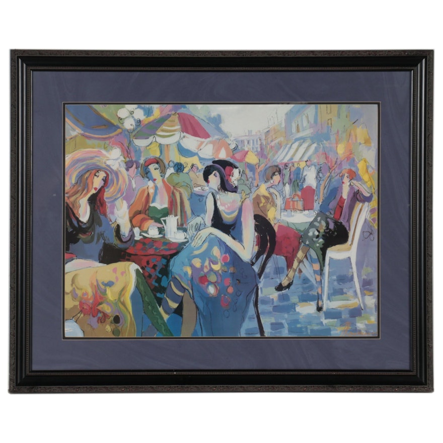 Offset Lithograph After Isaac Maimon of Café Scene