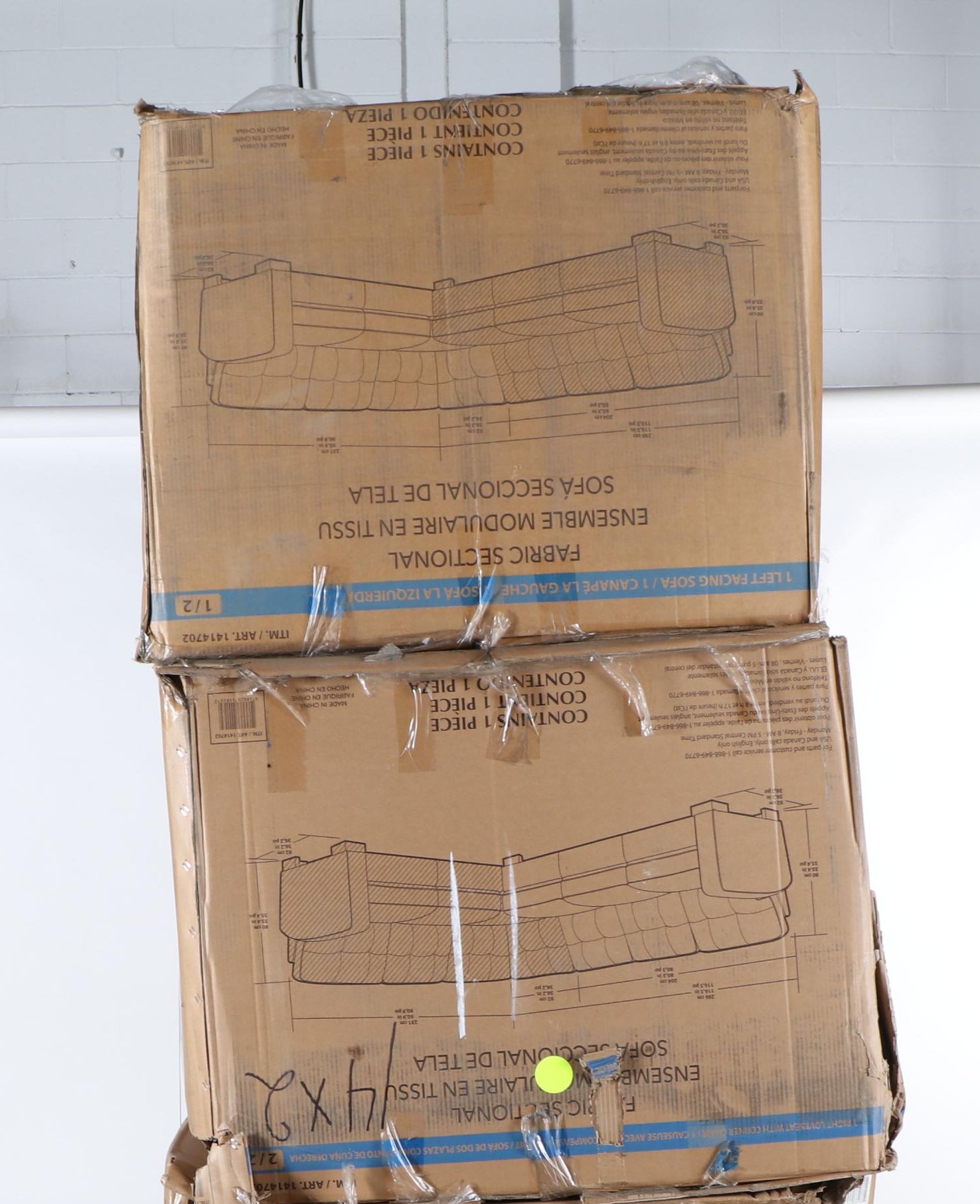 Zoy Home Furnishing "Annadale" Two-Piece Fabric Sectional