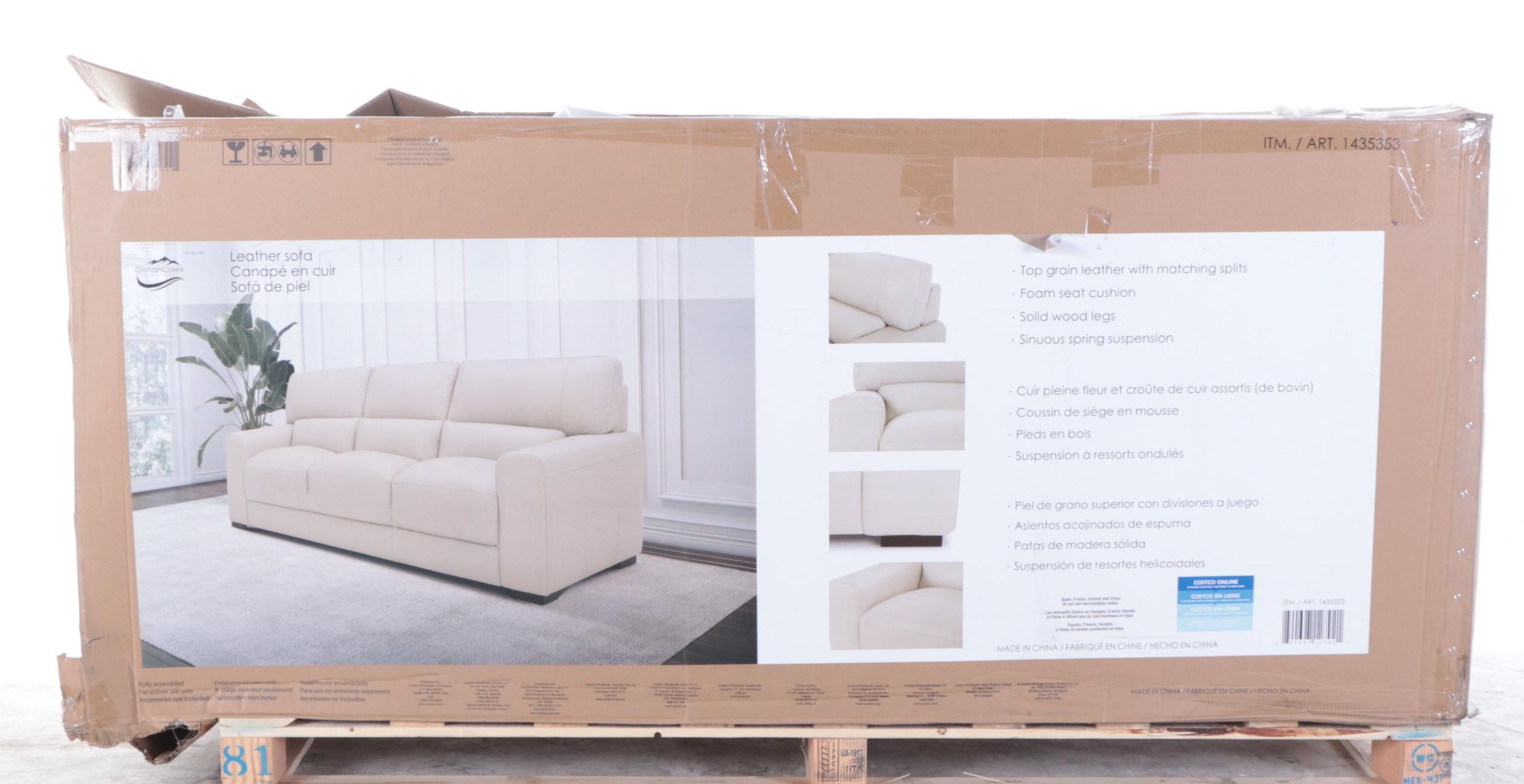 Gilman Creek Furniture "Rawlins" Three-Seat Leather Sofa