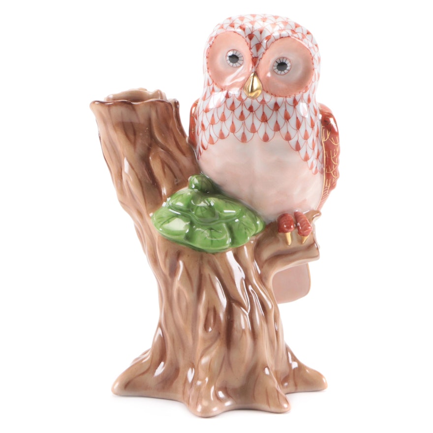 Herend Rust Fishnet "Night Owl" Porcelain Figurine