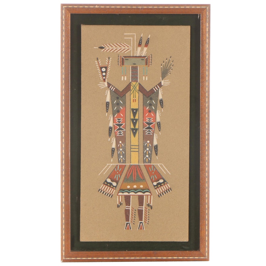 Navajo Style Figural Sand Painting, Late 20th Century