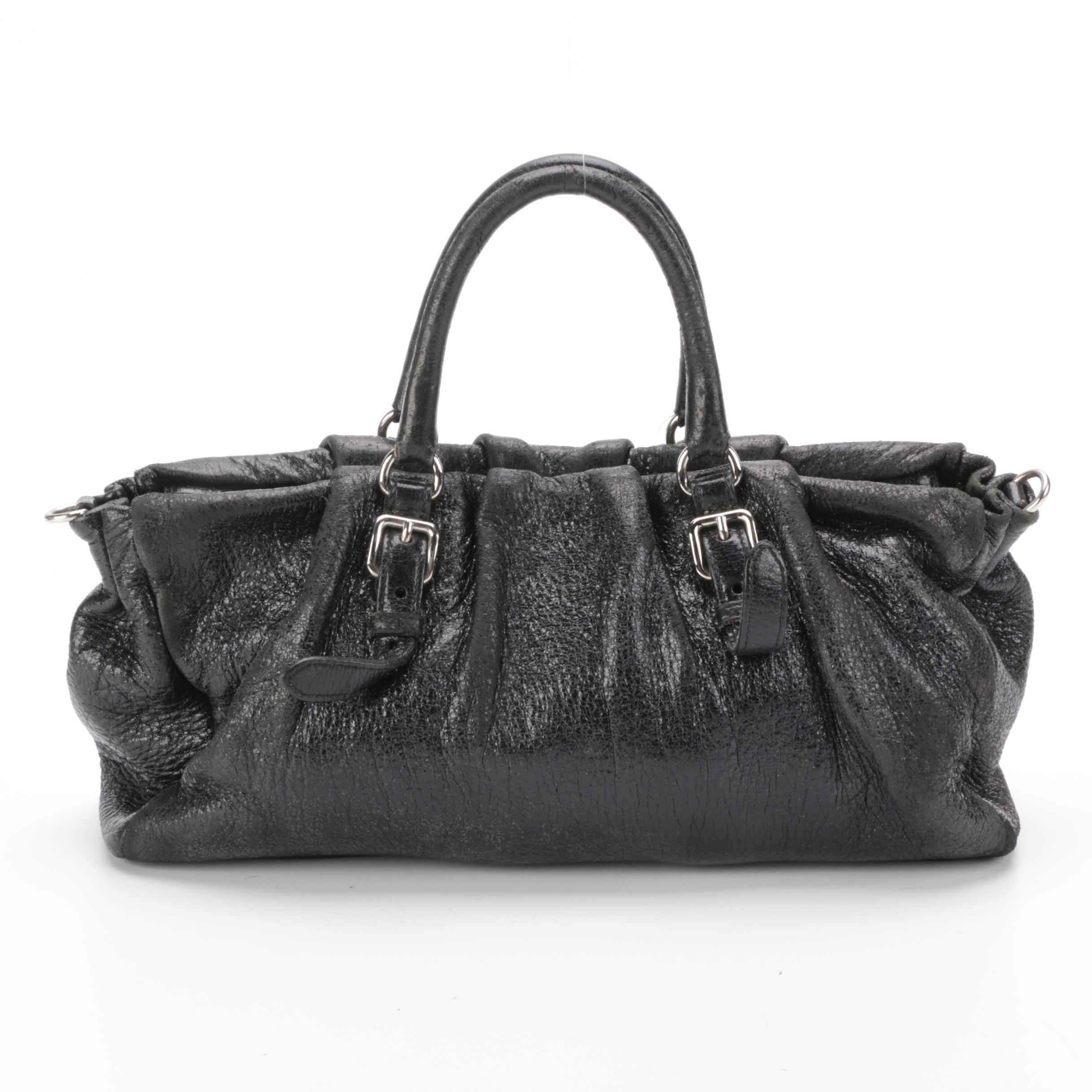 Prada Black Crinkle Leather Handbag