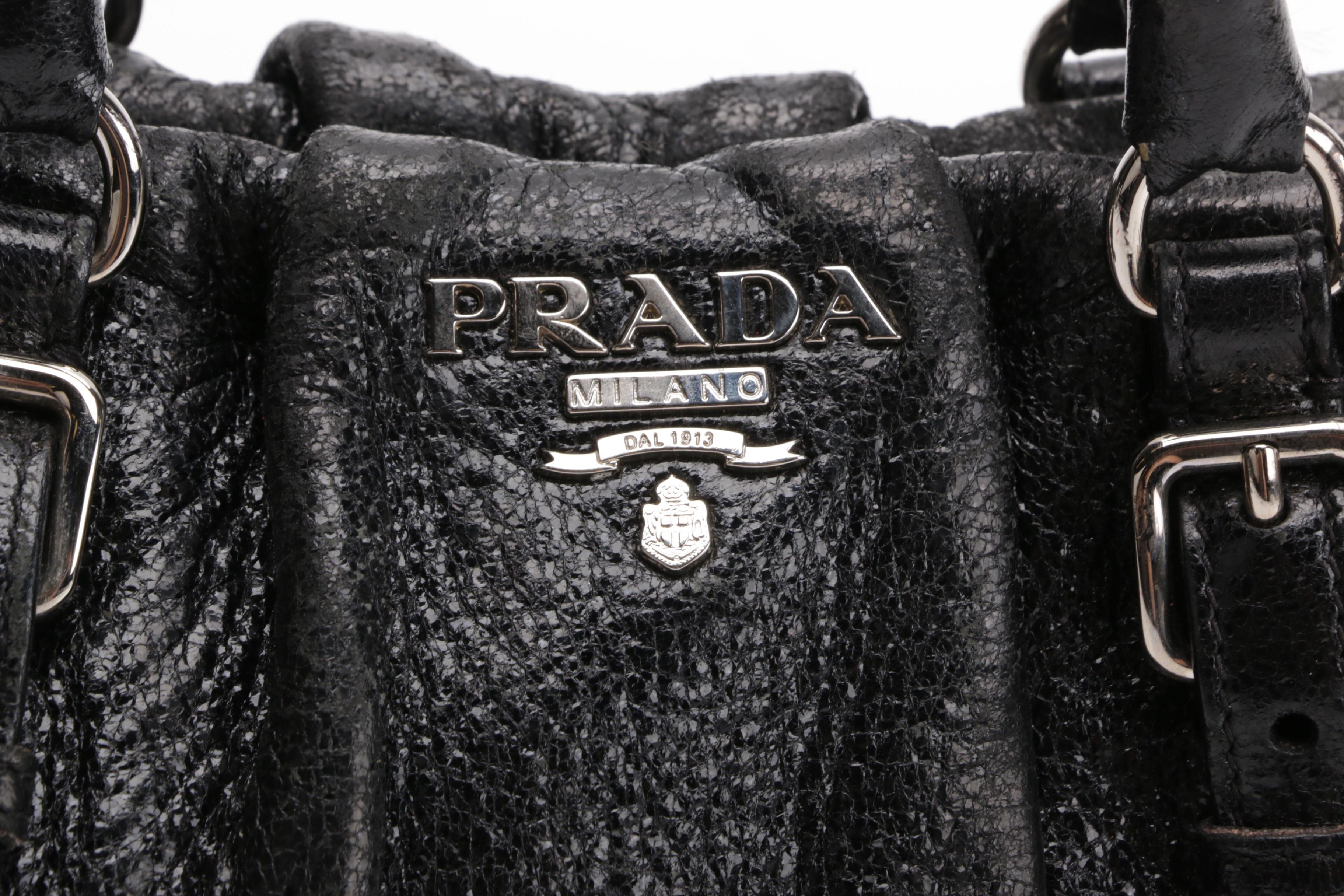 Prada Black Crinkle Leather Handbag