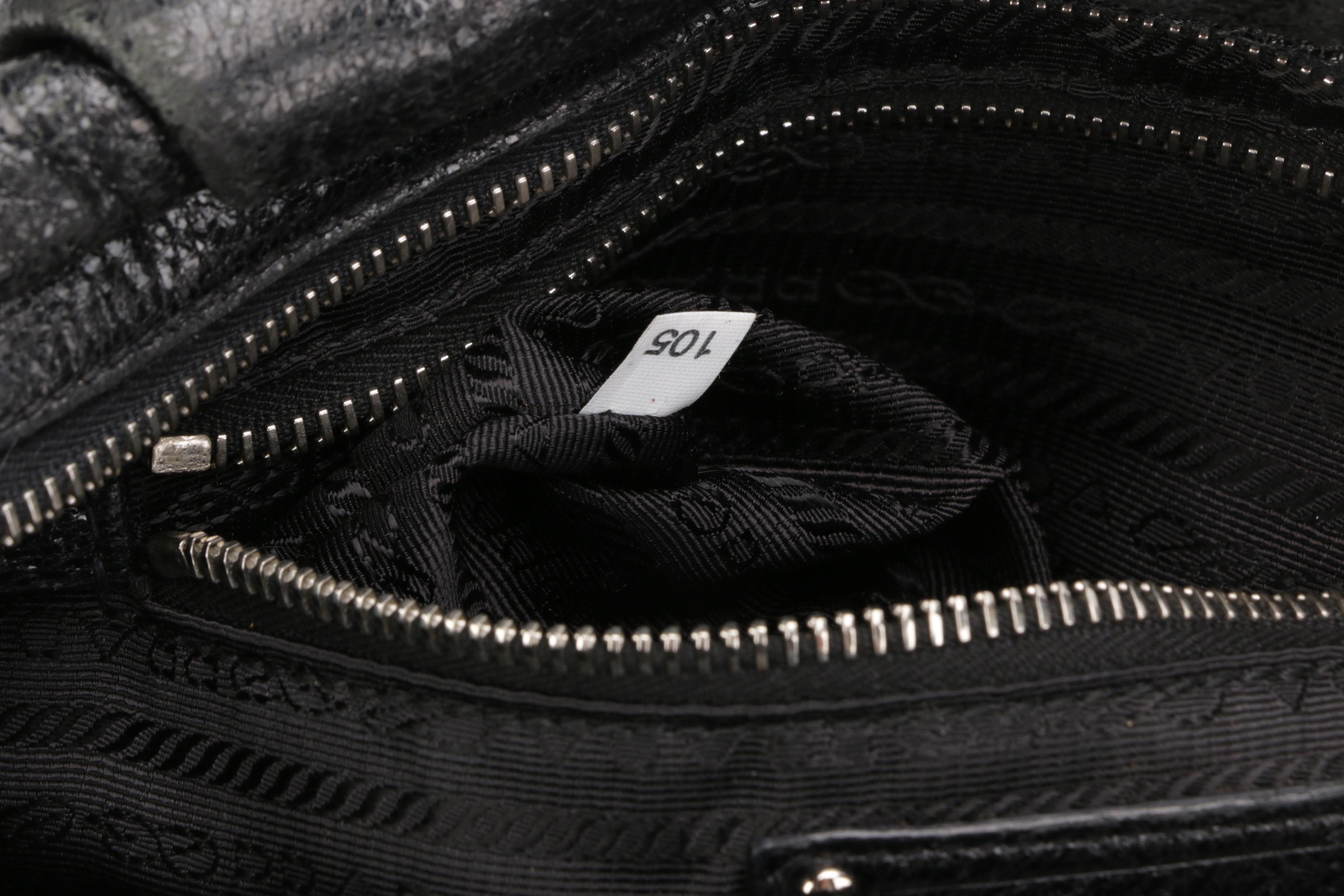 Prada Black Crinkle Leather Handbag