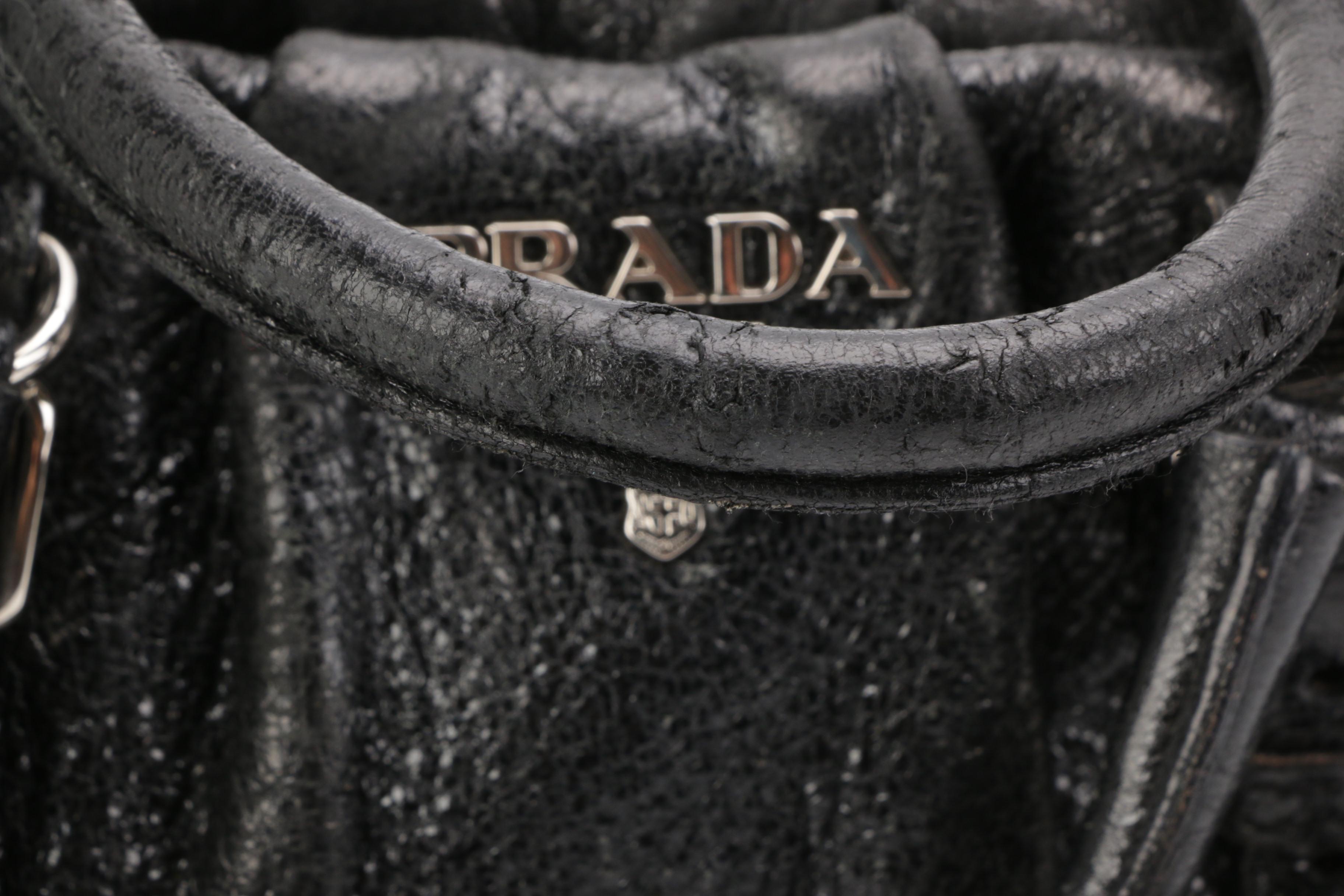 Prada Black Crinkle Leather Handbag