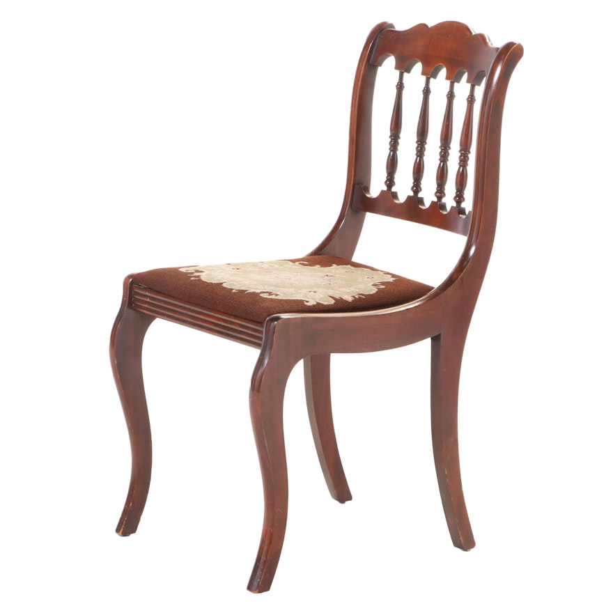 Classical Style Mahogany-Stained and Needlepoint Side Chair, Early 20th Century