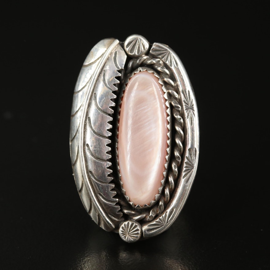 Southwestern Style Sterling Silver Mother of Pearl Ring