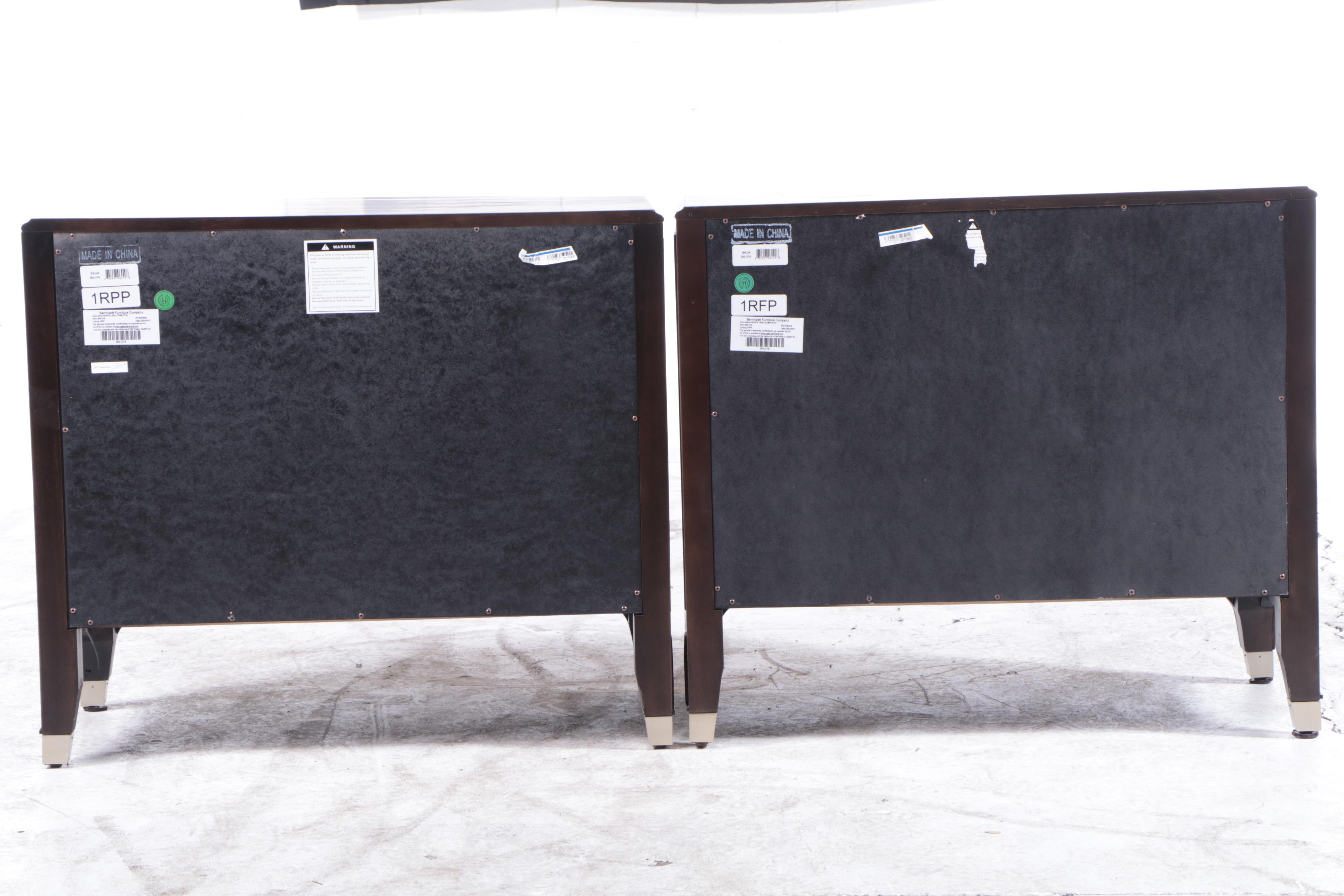 Pair of Bernhardt "Miramont" Art Deco Style Cherry-Veneered Nightstands