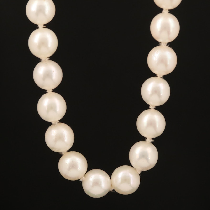 Opera Length Pearl Necklace with 14K Clasp