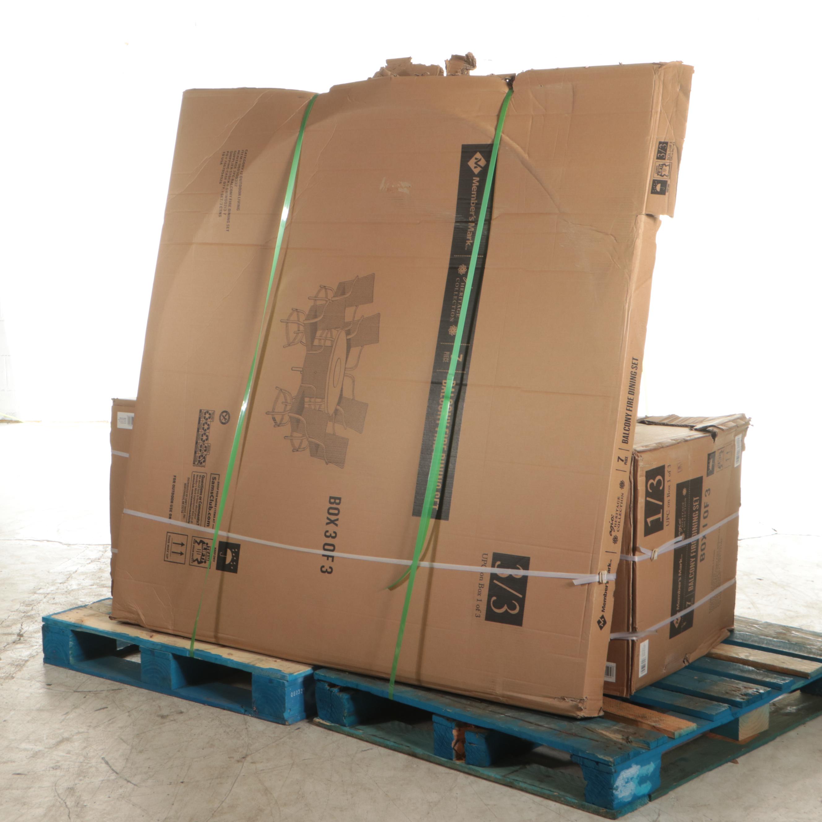 Agio "Heritage Collection" 7-Piece Balcony Fire Pit Dining Set