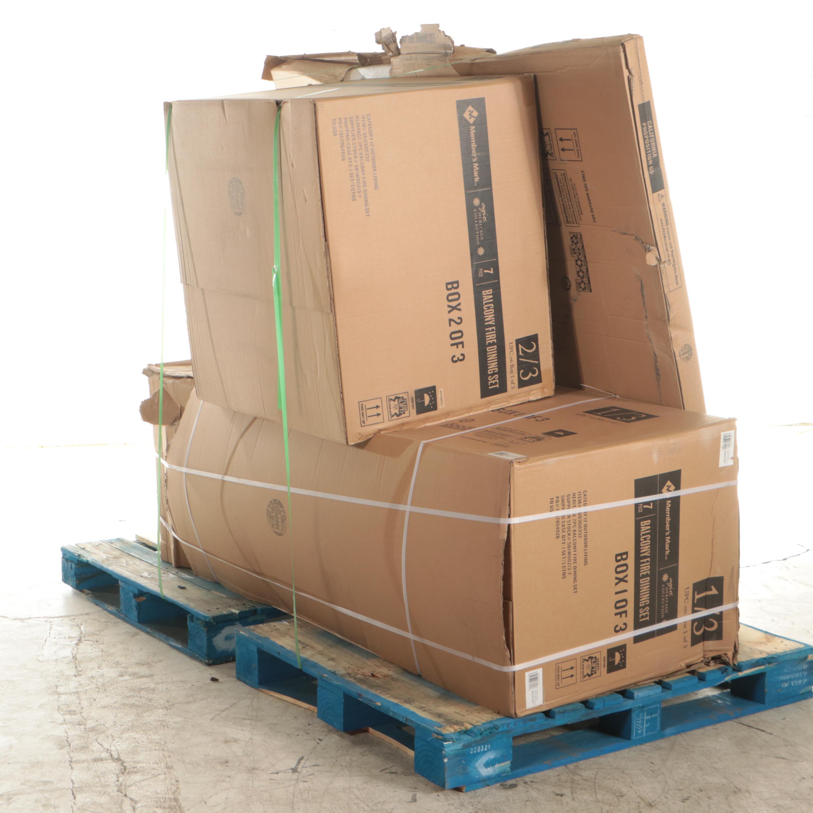 Agio "Heritage Collection" 7-Piece Balcony Fire Pit Dining Set