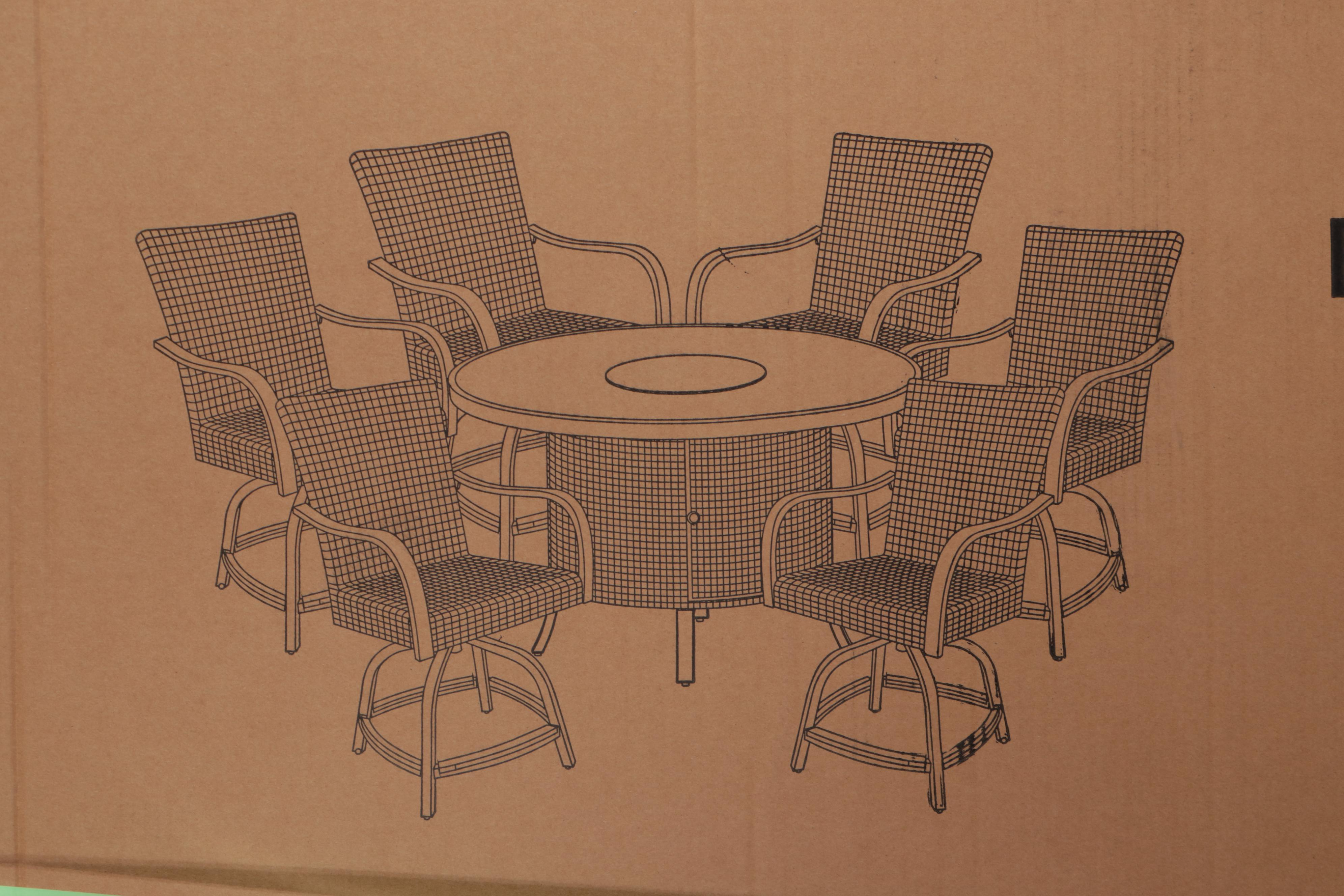 Agio "Heritage Collection" 7-Piece Balcony Fire Pit Dining Set