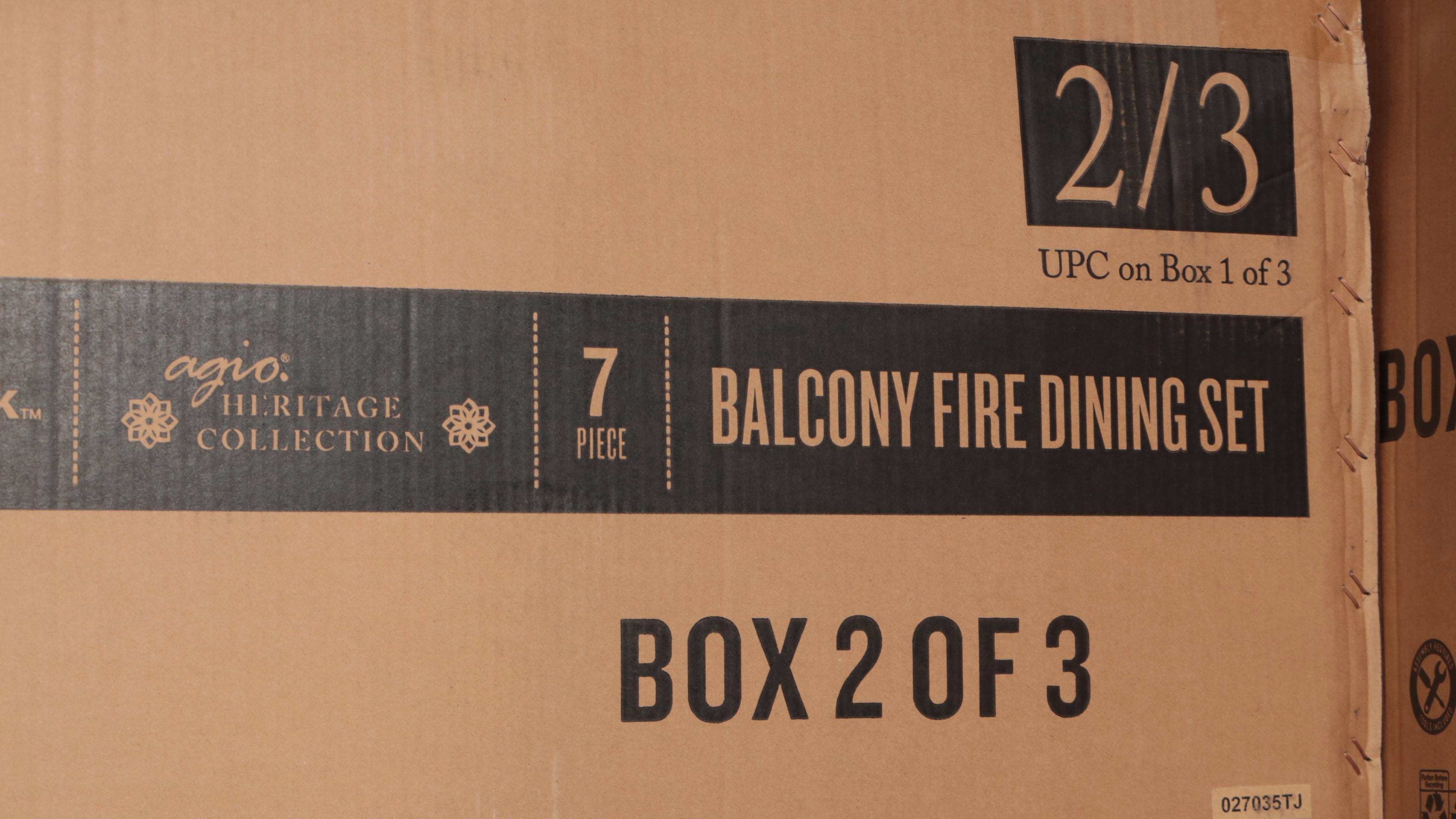 Agio "Heritage Collection" 7-Piece Balcony Fire Pit Dining Set