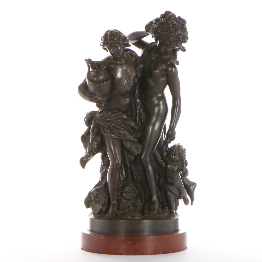 Allegorical Bronze Sculpture After Claude-Michel Clodion