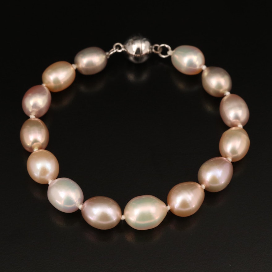 Pearl Bracelet with Sterling Silver Magnetic Clasp