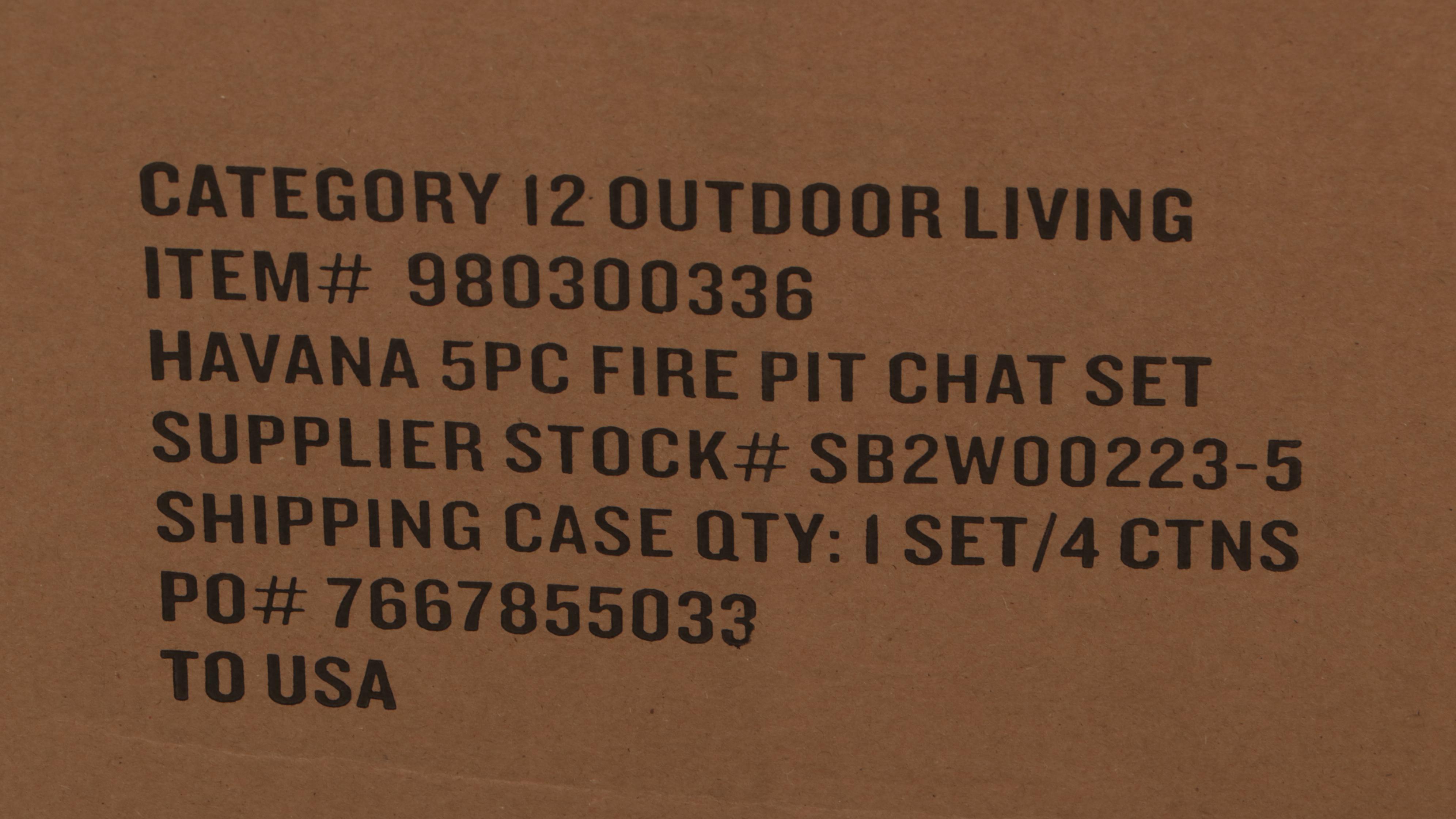 Agio "Havana" 5-Piece Fire Pit Chat Set, Incomplete