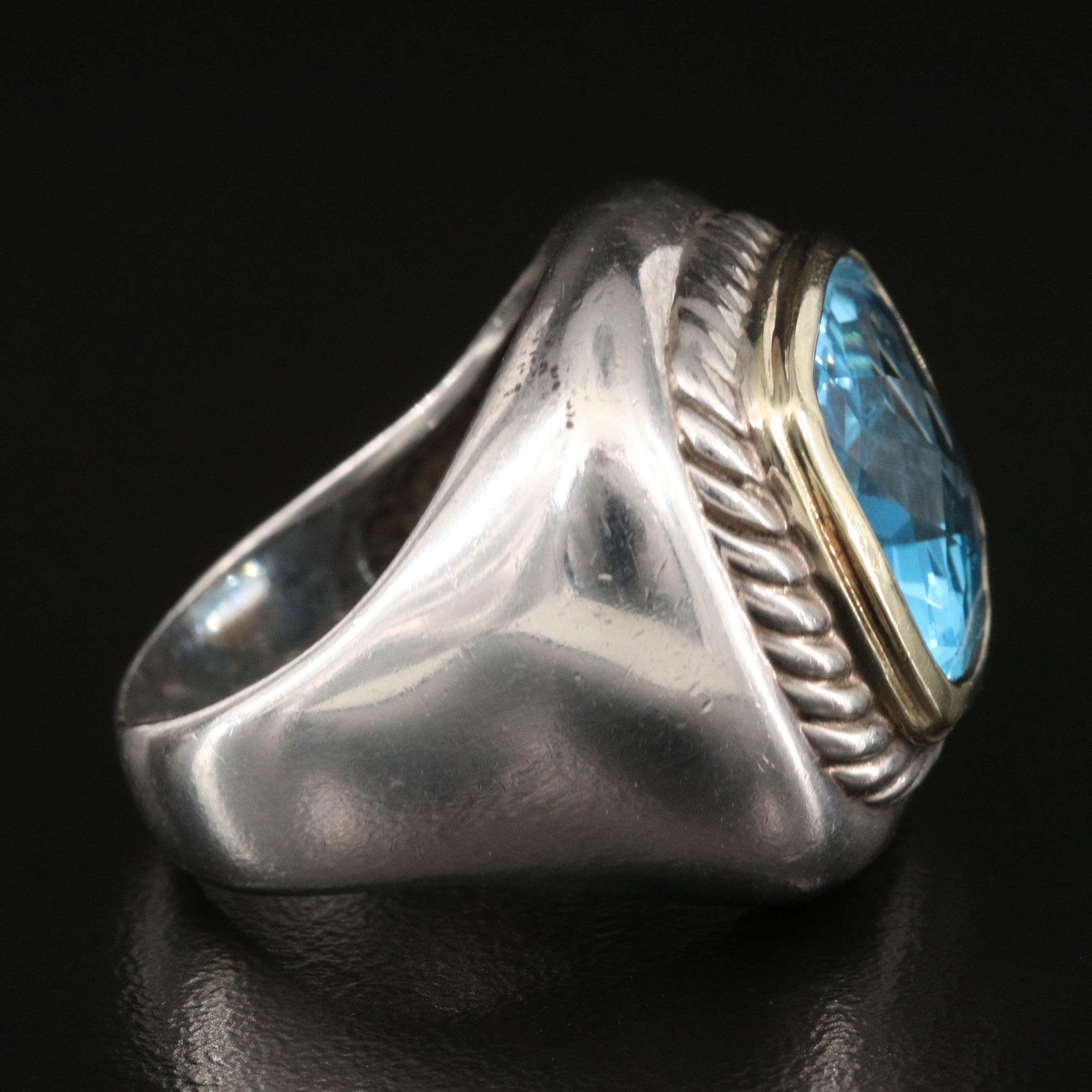 David Yurman "Albion" Sterling Topaz Ring with 14K Accent