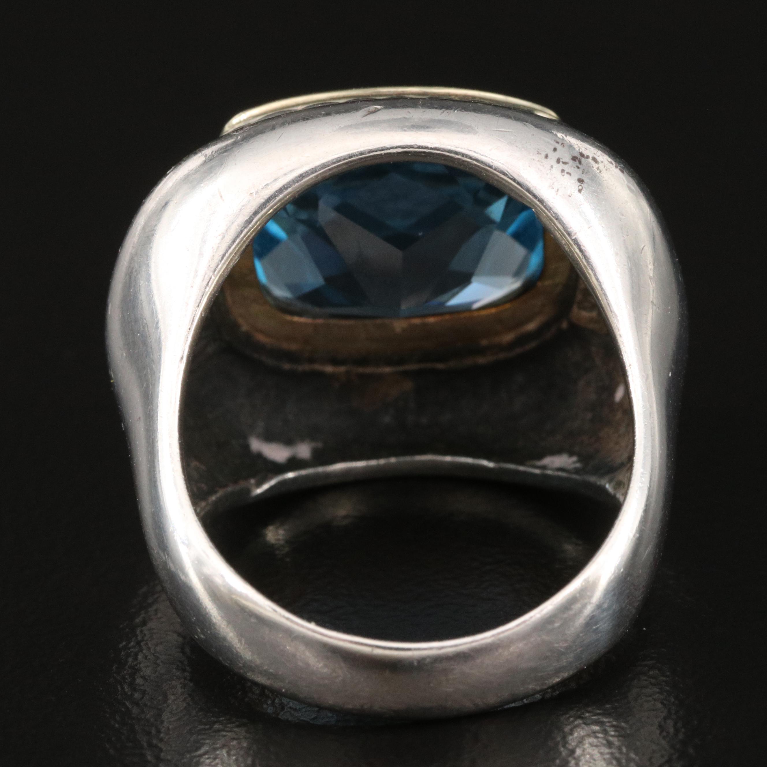 David Yurman "Albion" Sterling Topaz Ring with 14K Accent