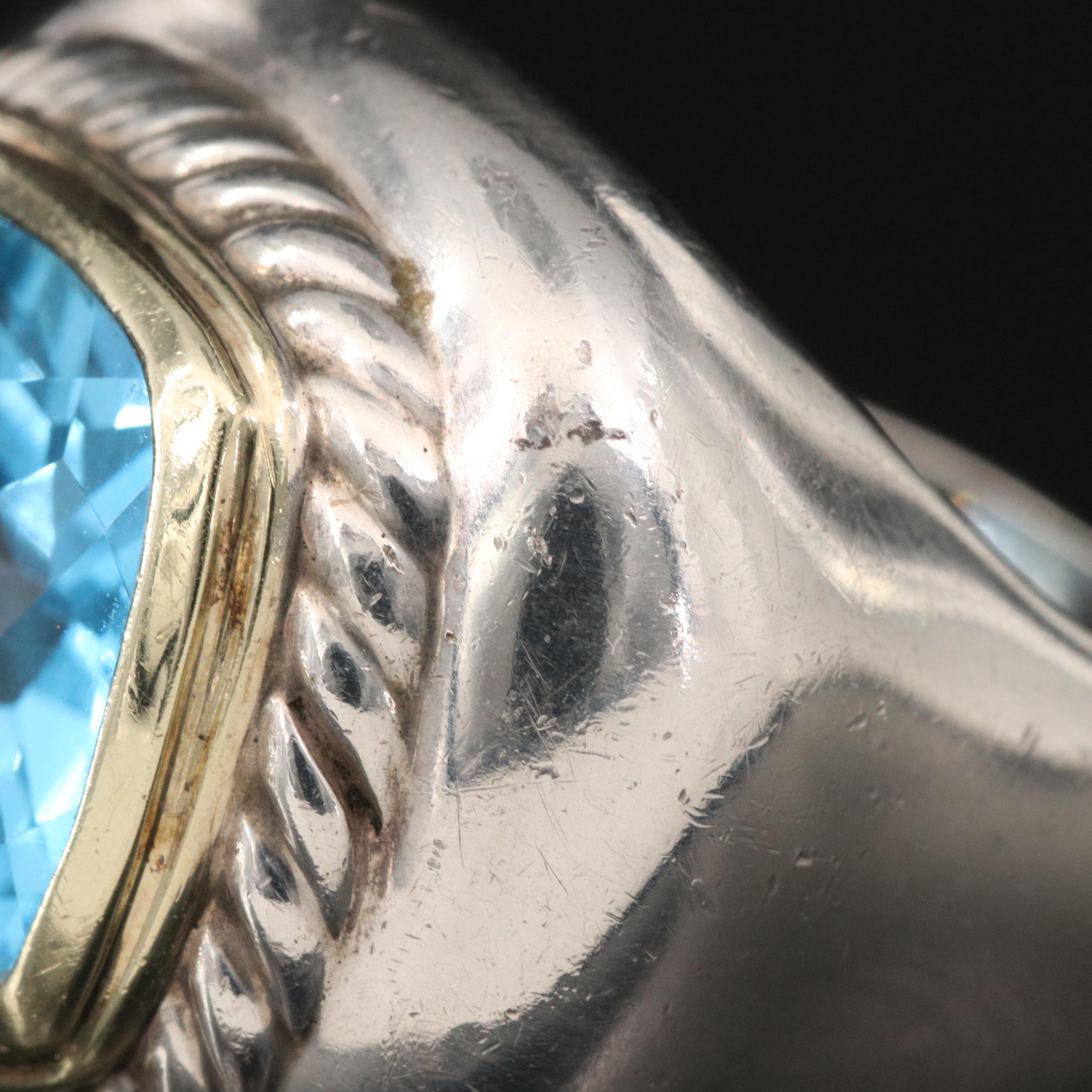 David Yurman "Albion" Sterling Topaz Ring with 14K Accent