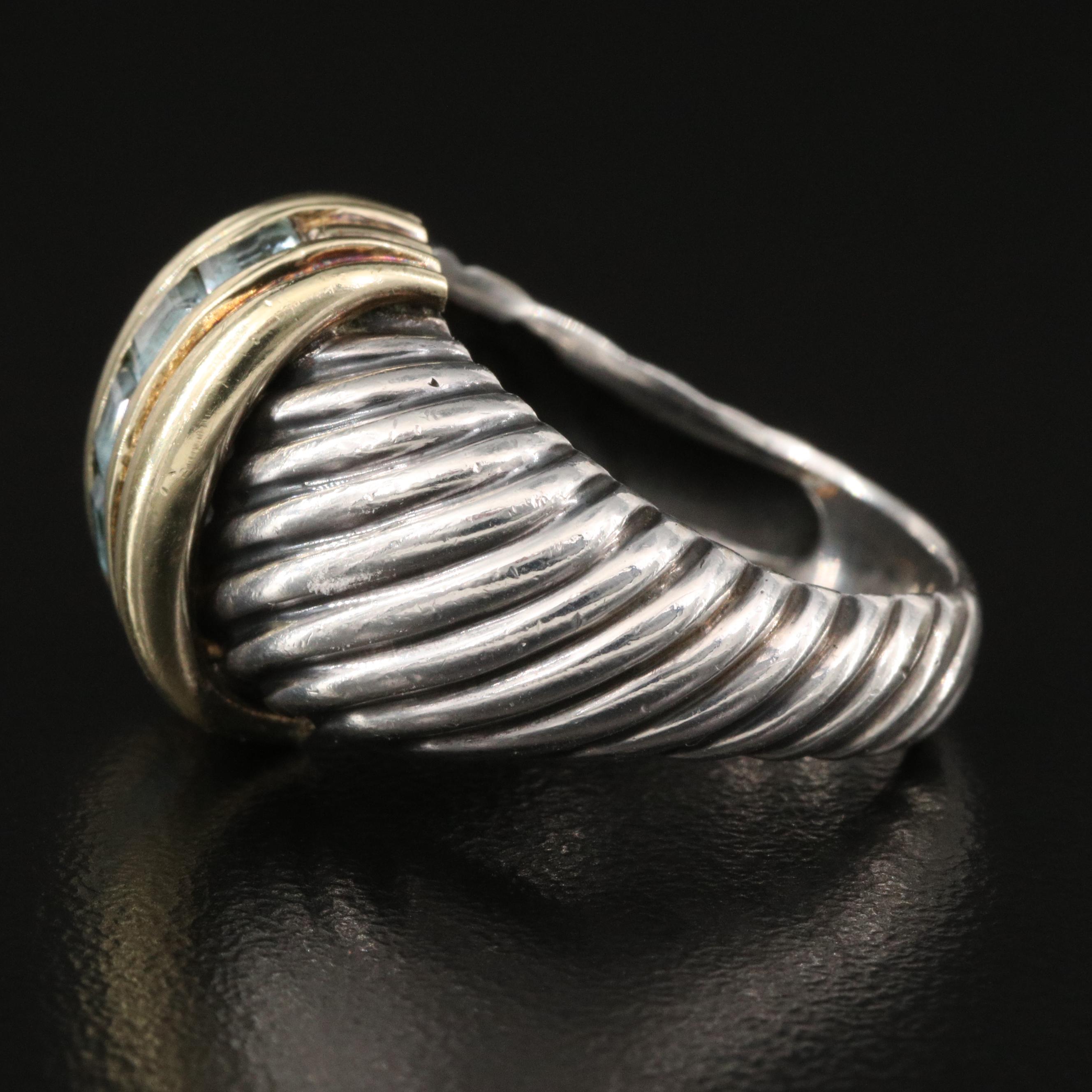 David Yurman Sterling Silver Topaz Cable Ring with 14K Accents