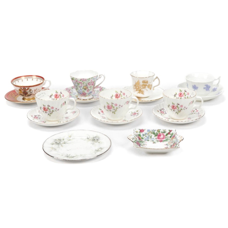 Royal Standard, Adderley And Other Bone China Tea Cups And Saucers