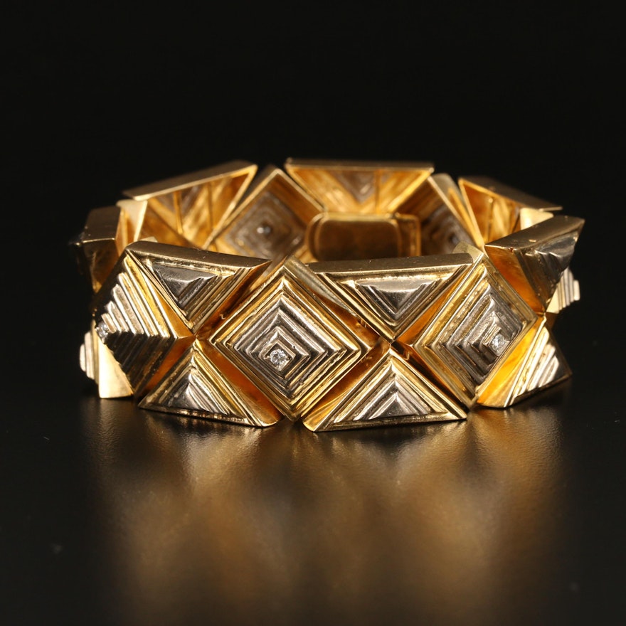 Greek 18K Diamond Geometric Stepped Bracelet
