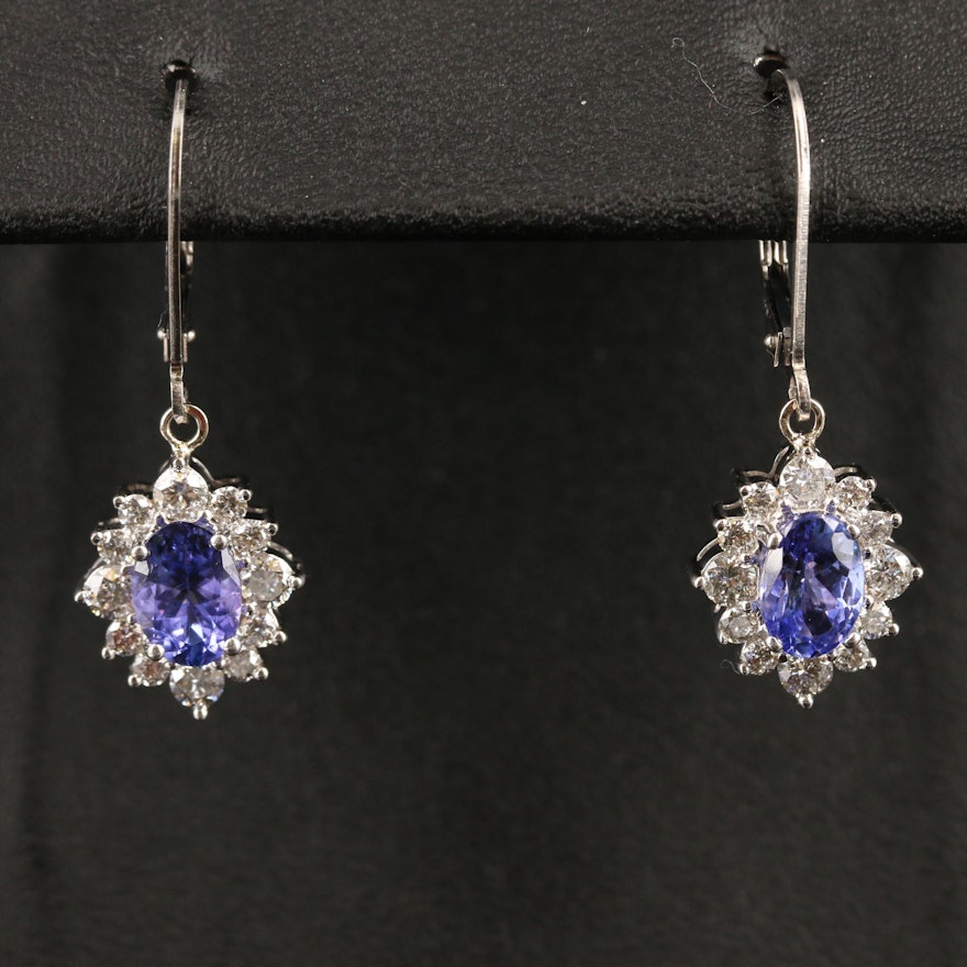 14K Tanzanite and Diamond Earrings