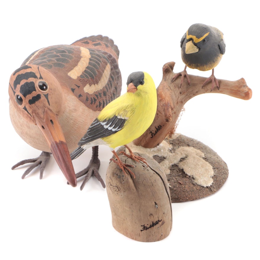 Randy and Elaine Fisher Handmade Bird Figurines with Other Figurine