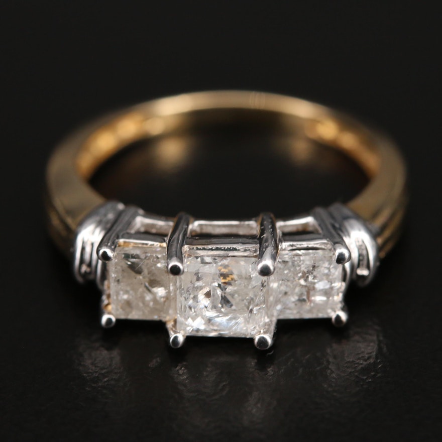 14K 1.26 CTW Diamond Three Stone Ring