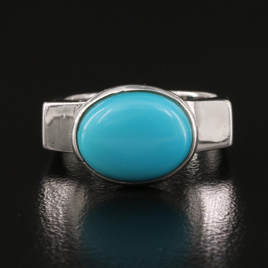 Sterling Silver Turquoise Ring with Euro Shank