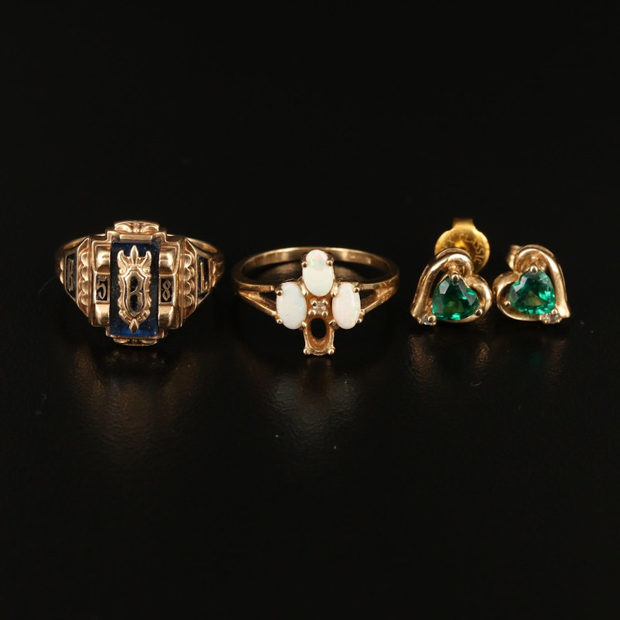 Vintage 10K Jewelry Featuring and Jostens 1958 Class Ring