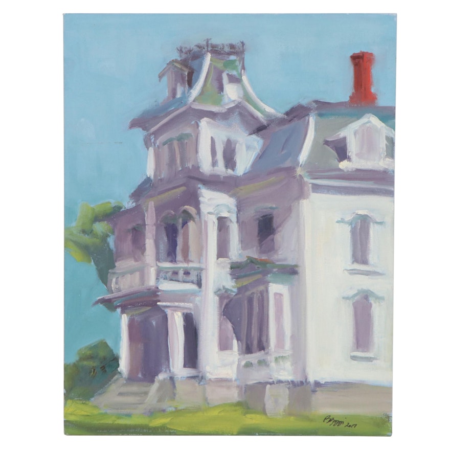 Rita Rozzi Oil Painting of a House in Rockland, Maine, 2017