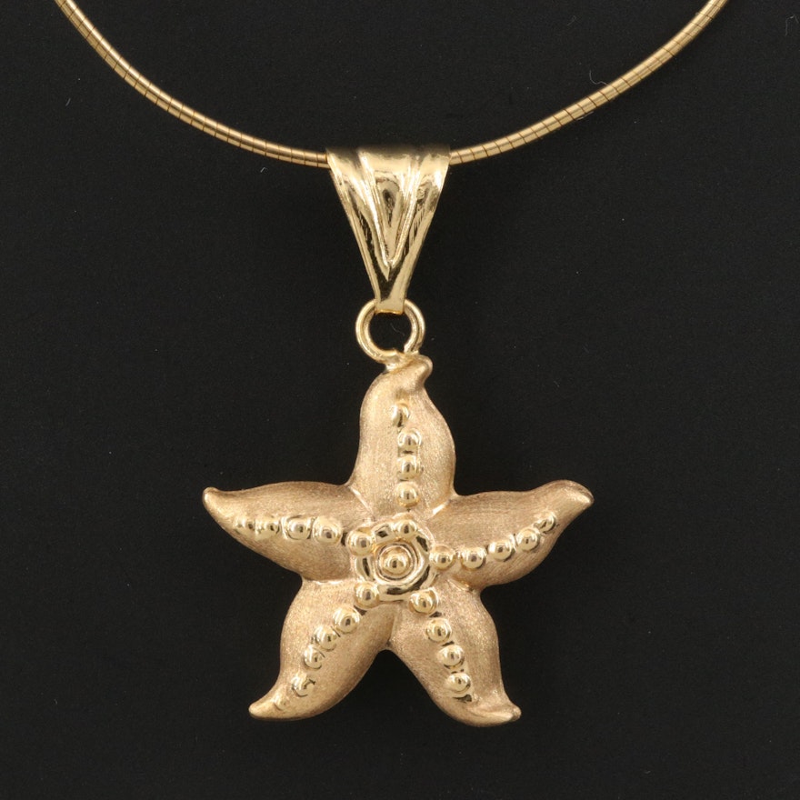 Italian 14K Star Fish Pendant Necklace